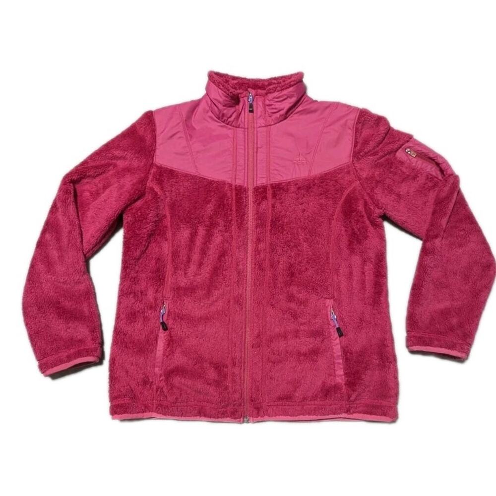 Nike ACG Women’s Fleece Jacket L Pink Full Zip High Loft Sherpa Nylon Panels - Picture 2 of 13